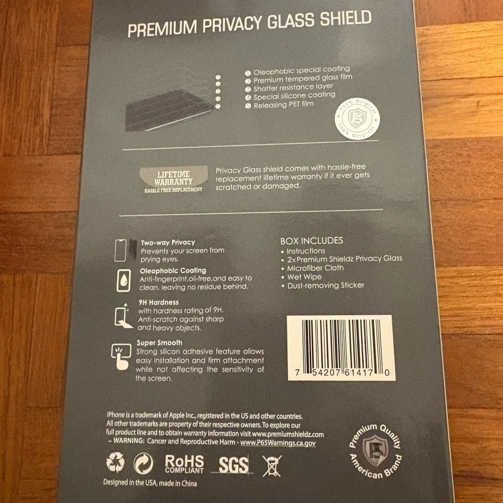 Privacy Glass for iPhone 16 Pro - Black